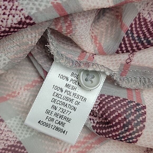 PRINCESS VERA WANG Plaid & Mesh Button Down‎ Tank Top [SIZE XL] - Picture 5 of 6